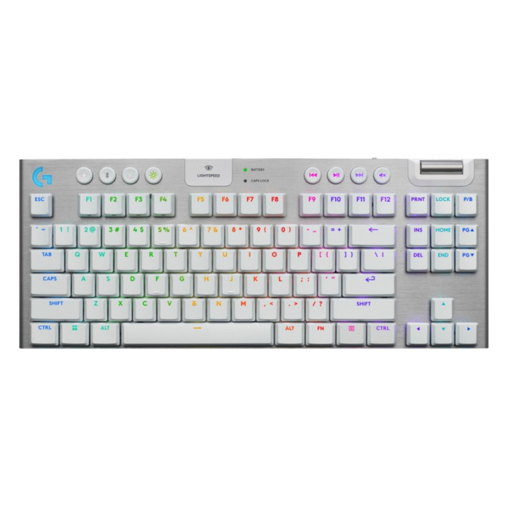 Безжична геймърска клавиатура Logitech G915 X LIGHTSPEED TKL Low-Profile, WHITE, US INT`L, EMEA28i-935 - 920-012737