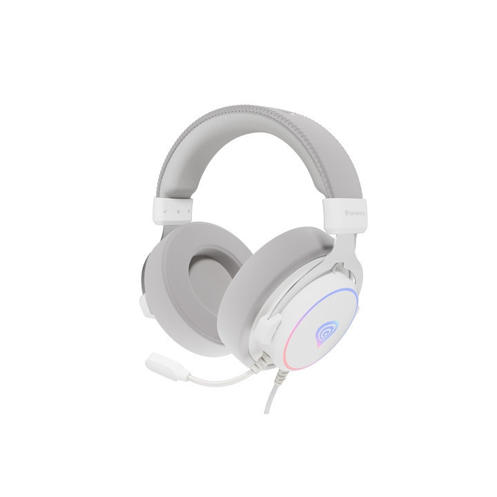 Геймърски слушалки Natec Genesis Neon 764 with microphone, RGB illumination, USB, White - NSG-2170