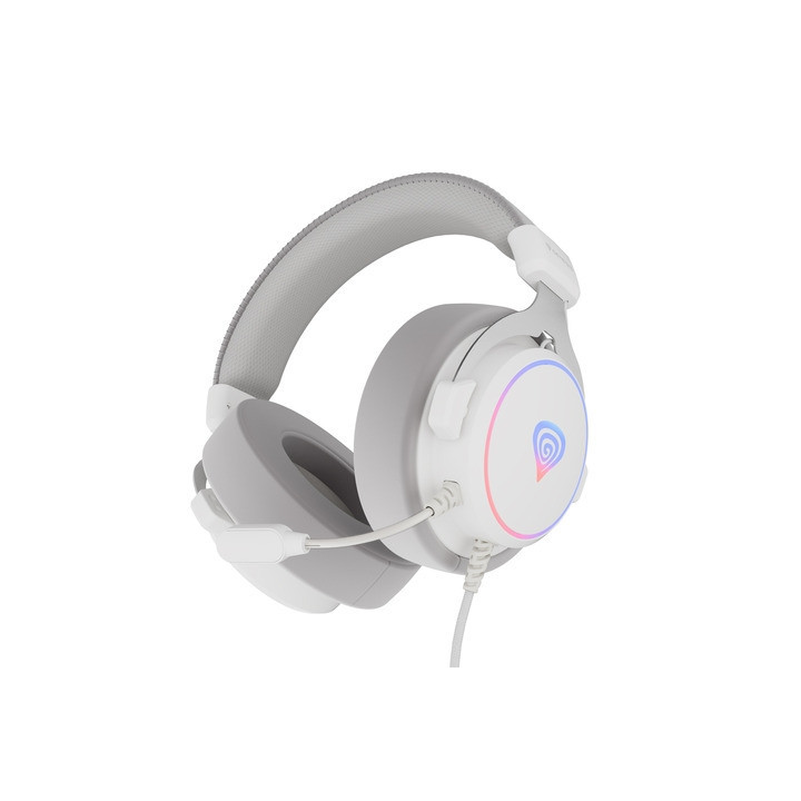 Геймърски слушалки Natec Genesis Neon 764 with microphone, RGB illumination, USB, White - NSG-2170