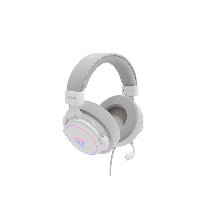 Геймърски слушалки Natec Genesis Neon 764 with microphone, RGB illumination, USB, White - NSG-2170