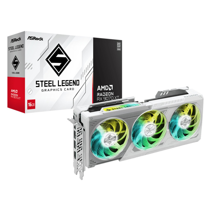 Видео карта ASRock Radeon RX 9070 XT STEEL LEGEND 16GB GDDR6 - RX9070XT SL 16G