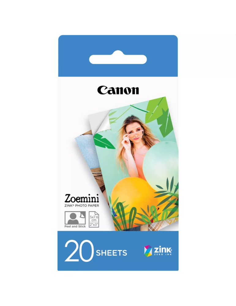 Хартия Canon Zink Paper ZP-203020S 20 Sheets (5 x 7.6 cm) for Zoemini Portable Printer - 3214C002AB