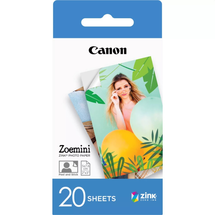 Хартия Canon Zink Paper ZP-203020S 20 Sheets (5 x 7.6 cm) for Zoemini Portable Printer - 3214C002AB
