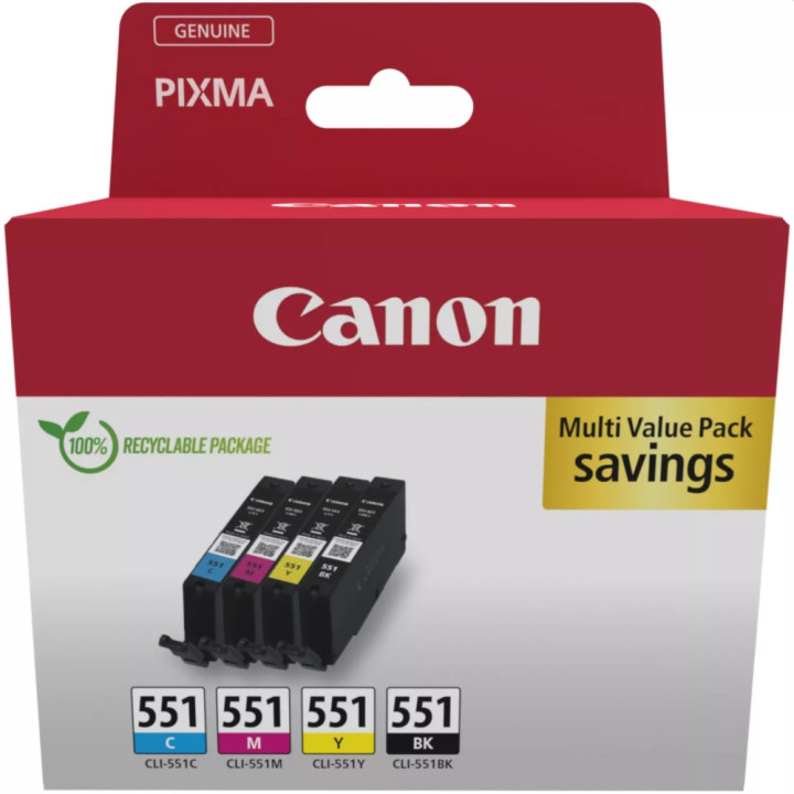 Консумативи за мастилоструен печат Canon CLI-551 C/M/Y/BK Multipack - 6509B015AA