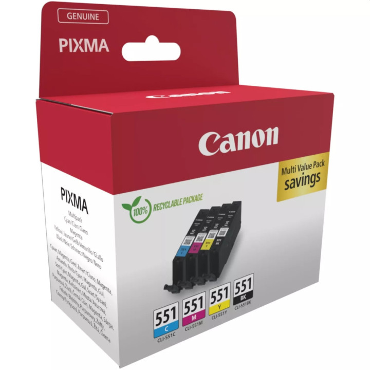 Консумативи за мастилоструен печат Canon CLI-551 C/M/Y/BK Multipack - 6509B015AA