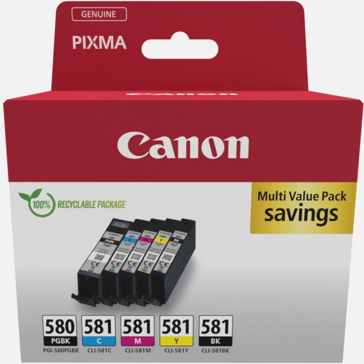 Консуматив Canon PGI-580/CLI-581 PBK/C/M/Y Pigment   Ink Cartridge Multi Pack - 2078C007AA