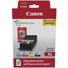 Консуматив Canon CLI-551XL C/M/Y/BK Photo Value Pack - 6443B008AA