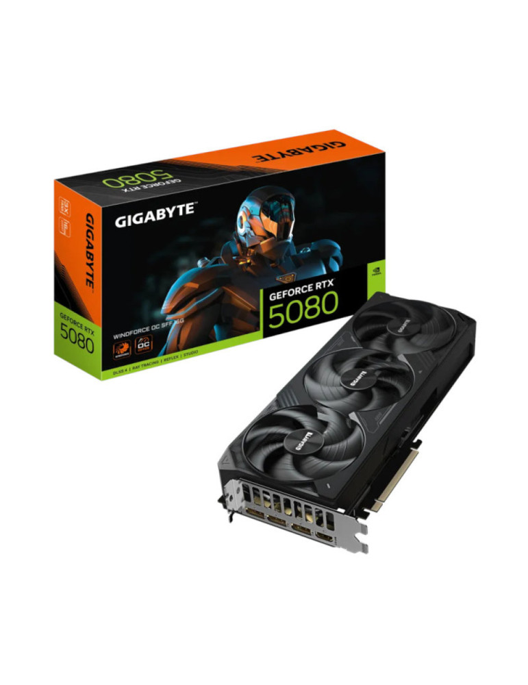 Видео карта Gigabyte GeForce RTX 5080 WINDFORCE OC SFF 16GB GDDR7, 256bit - GV-N5080WF3OC-16GD