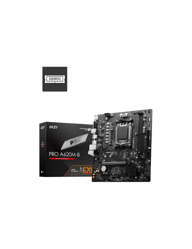 Дънна платка MSI PRO A620M-B, mATX, AM5, DDR5 - 911-7E28-017
