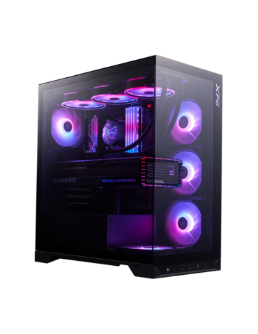 Геймърски компютър ION XPG INVADER X BLACK с процесор AMD Ryzen 7 9800X3D, видео карта RTX 5070 TI WINDFORCE OC SFF 16GB GDDR7, RAM 32GB (2x16GB) DDR5 6000MHz RGB, SSD 2TB PCIe 4.0, WiFi6E
