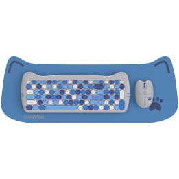Безжичен комплект клавиатура и мишка Canyon HSET-W6, Kitty Edition, AAA АА, Blue - CNS-HSETW6BL