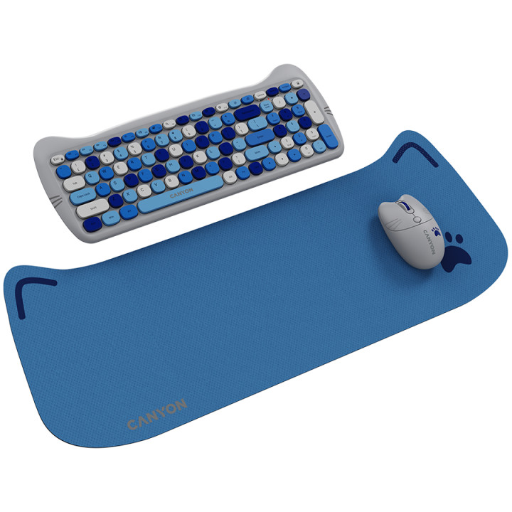 Безжичен комплект клавиатура и мишка Canyon HSET-W6, Kitty Edition, AAA АА, Blue - CNS-HSETW6BL