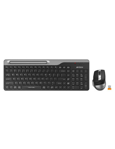 Bluetooth комплект клавиатура и мишка A4Tech Fstyler FB2535C, Bluetooth, 2.4G, Черен/Сив - FB2535C-US-BG