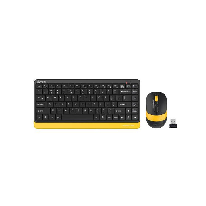 Безжичен комплект клавиатура и мишка A4Tech Fstyler FG1110, Черен/Жълт - FG1110-BEE