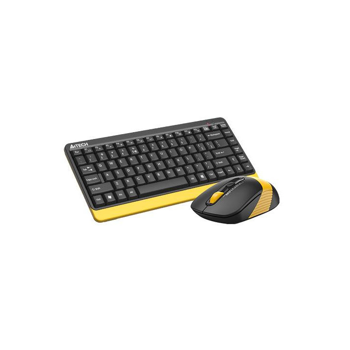 Безжичен комплект клавиатура и мишка A4Tech Fstyler FG1110, Черен/Жълт - FG1110-BEE
