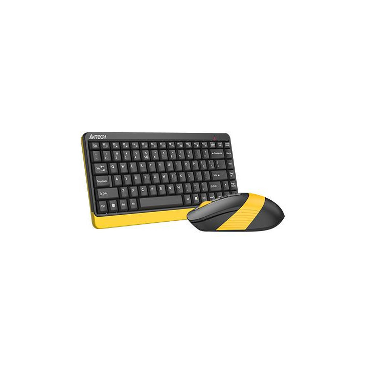 Безжичен комплект клавиатура и мишка A4Tech Fstyler FG1110, Черен/Жълт - FG1110-BEE