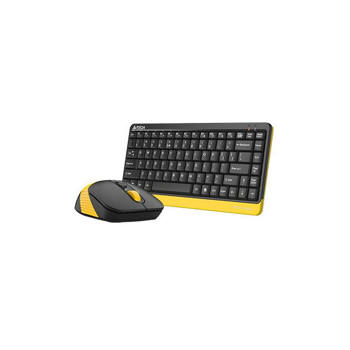 Безжичен комплект клавиатура и мишка A4Tech Fstyler FG1110, Черен/Жълт - FG1110-BEE