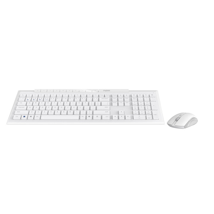 Bluetooth комплект клавиатура и мишка RAPOO 8210M Multi mode, Bluetooth, 2.4Ghz, Безжичен, Бял - RAPOO-13590