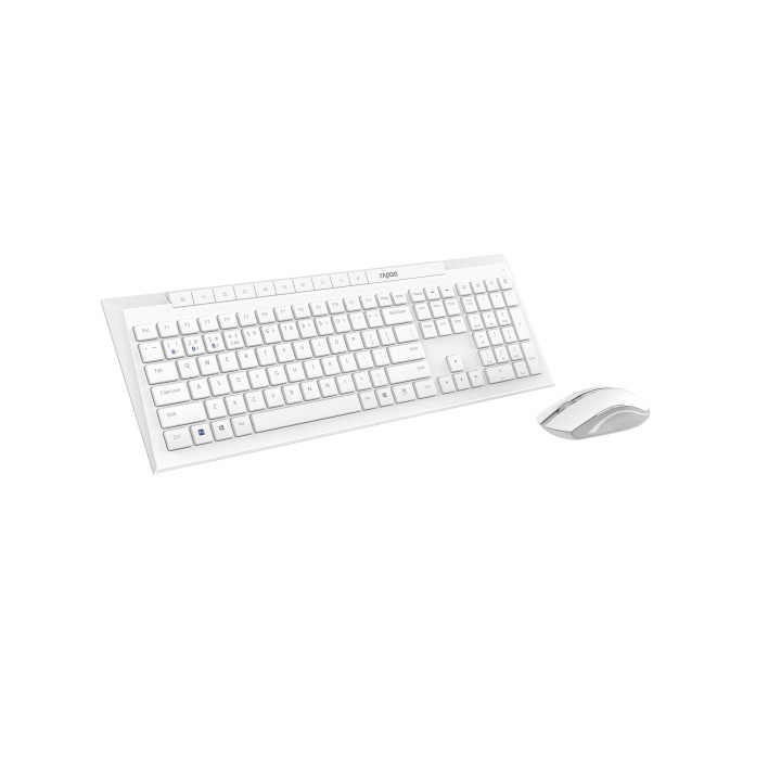 Bluetooth комплект клавиатура и мишка RAPOO 8210M Multi mode, Bluetooth, 2.4Ghz, Безжичен, Бял - RAPOO-13590