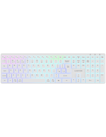 Безжична клавиатура Canyon HKB-W11 UK/US RGB Dual Mode, White - CNS-HBTK11W