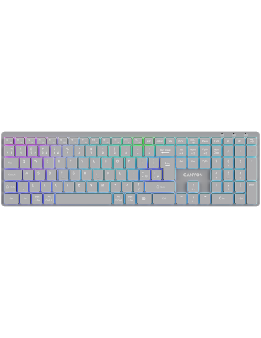 Безжична клавиатура Canyon HKB-W11 UK/US RGB Dual Mode, Grey - CNS-HBTK11G