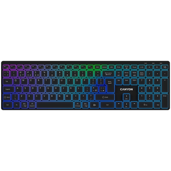 Безжична клавиатура Canyon HKB-W11 UK/US RGB Dual Mode, Black - CNS-HBTK11B