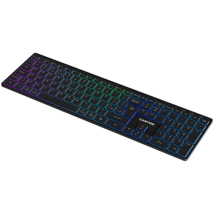 Безжична клавиатура Canyon HKB-W11 UK/US RGB Dual Mode, Black - CNS-HBTK11B