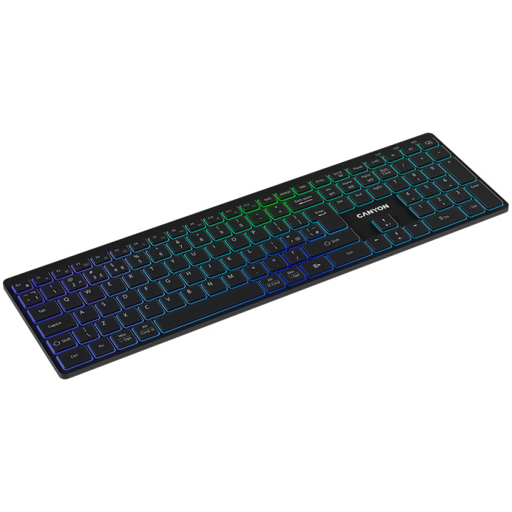 Безжична клавиатура Canyon HKB-W11 UK/US RGB Dual Mode, Black - CNS-HBTK11B