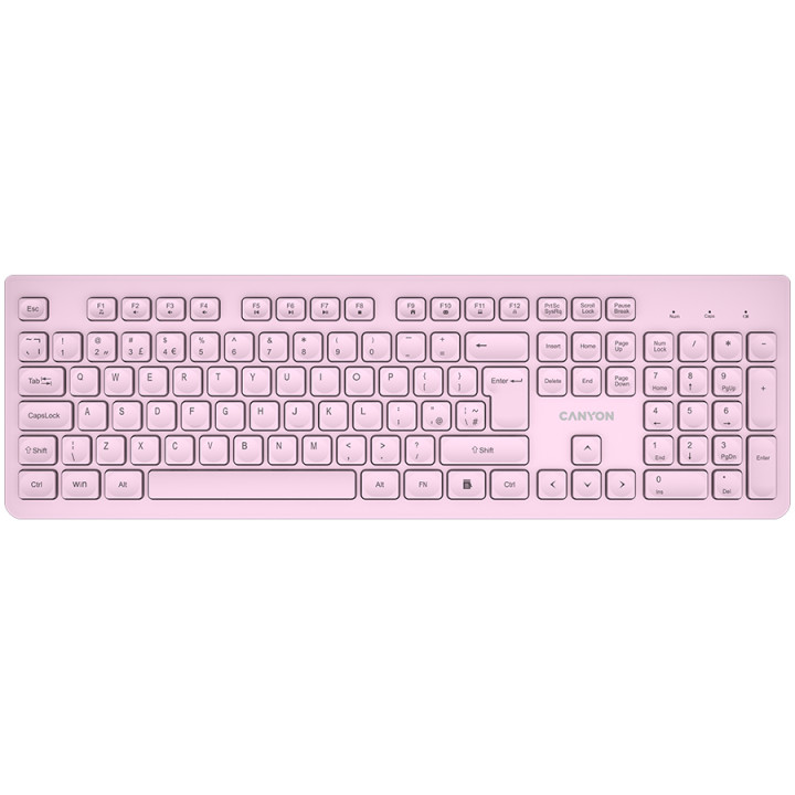 Безжична клавиатура Canyon HKB-W01 UK/US AAA, Pink - CNS-HKBW01P