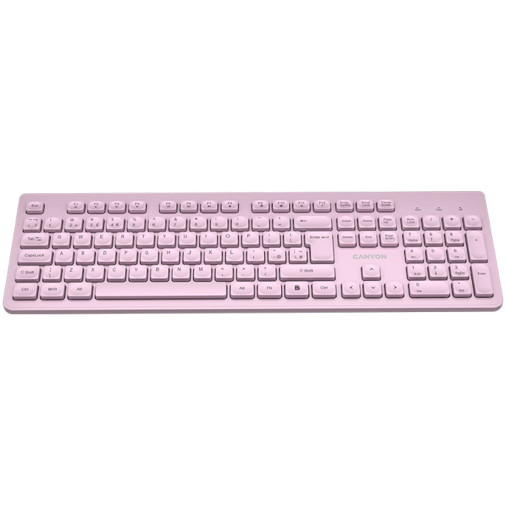 Безжична клавиатура Canyon HKB-W01 UK/US AAA, Pink - CNS-HKBW01P