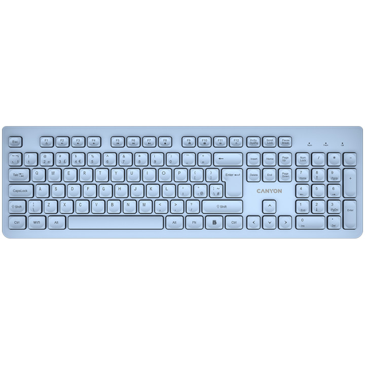 Безжична клавиатура Canyon HKB-W01 UK/US AAA, Blue - CNS-HKBW01BL