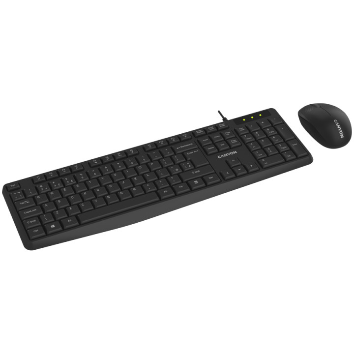 Безжична клавиатура с мишка Canyon SET-W01, Black EN/BG - CNE-HSETW01-BG