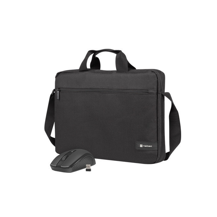 Комплект чанта   безжична мишка Natec WALLROO 2 15.6", Black - NTO-2051