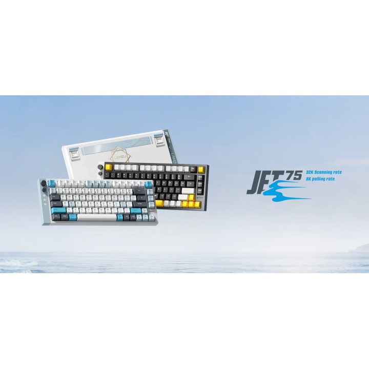 Професионална геймърска механична клавиатура Lamzu JET 75 - 8K, Magnetic Gateron Jade Switches, Black/Yellow - LAMZU-JET-75-BK
