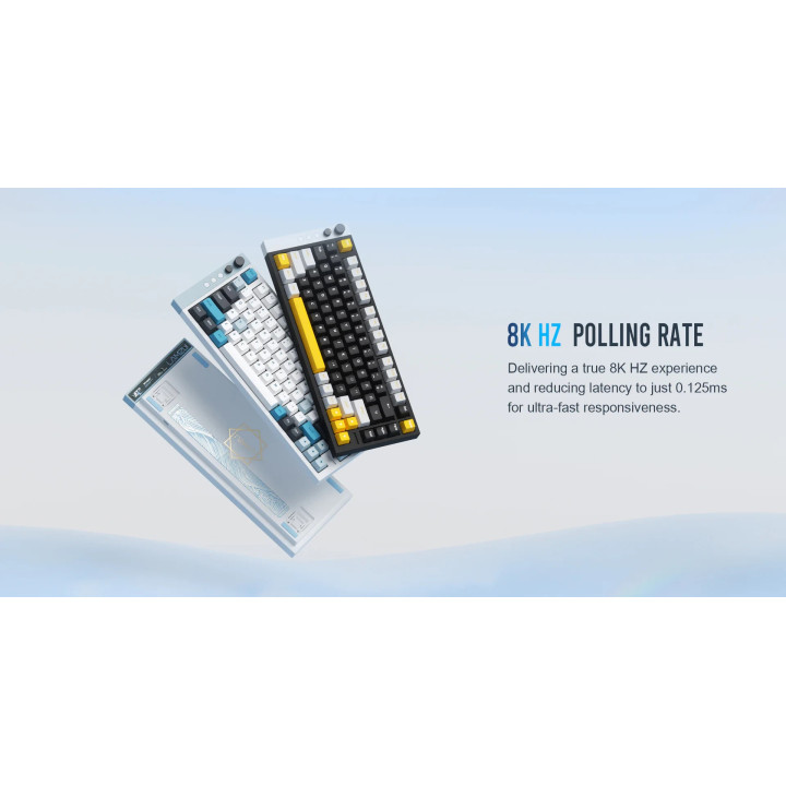 Професионална геймърска механична клавиатура Lamzu JET 75 - 8K, Magnetic Gateron Jade Switches, Black/Yellow - LAMZU-JET-75-BK
