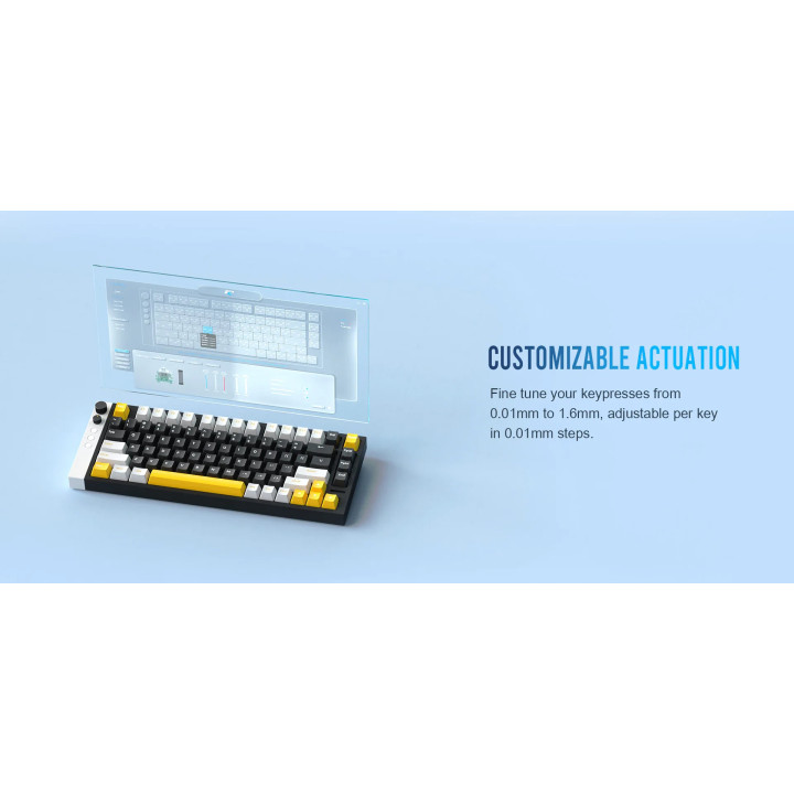 Професионална геймърска механична клавиатура Lamzu JET 75 - 8K, Magnetic Gateron Jade Switches, Black/Yellow - LAMZU-JET-75-BK
