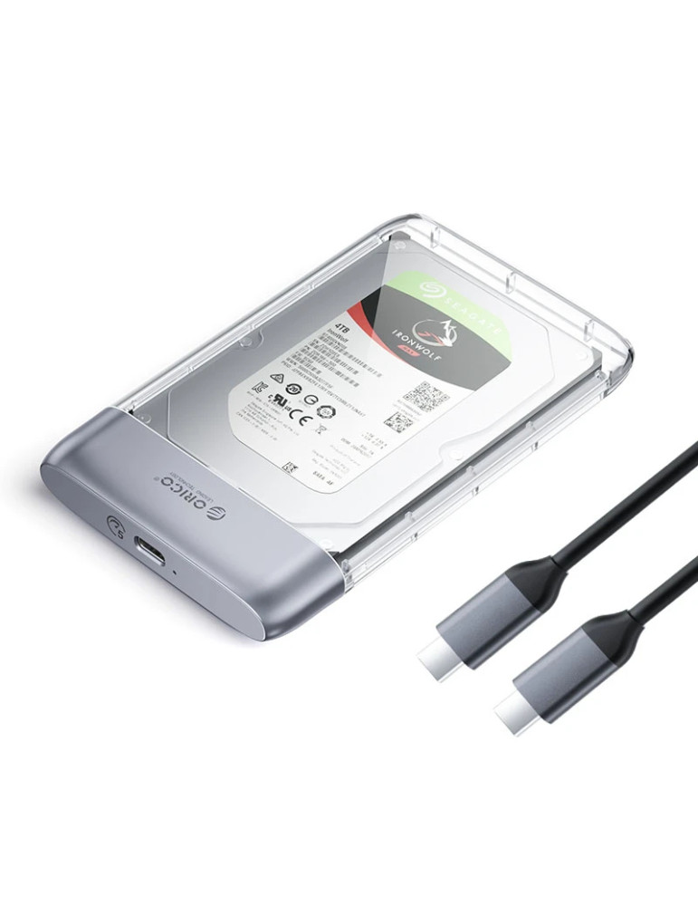 Външна кутия за диск Orico Storage Case, 2.5" 5Gbps USB-C Transparent - TX25C3-GY-BP