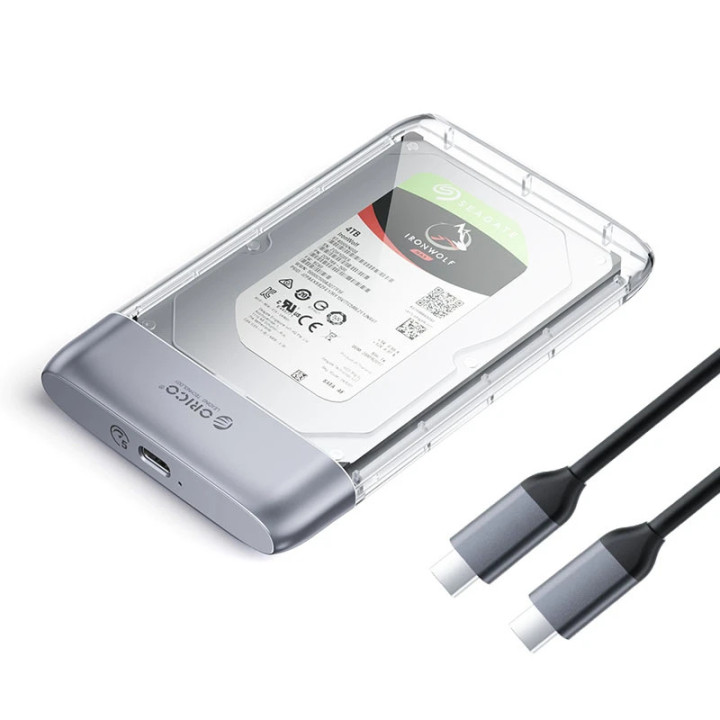 Външна кутия за диск Orico Storage Case, 2.5" 5Gbps USB-C Transparent - TX25C3-GY-BP