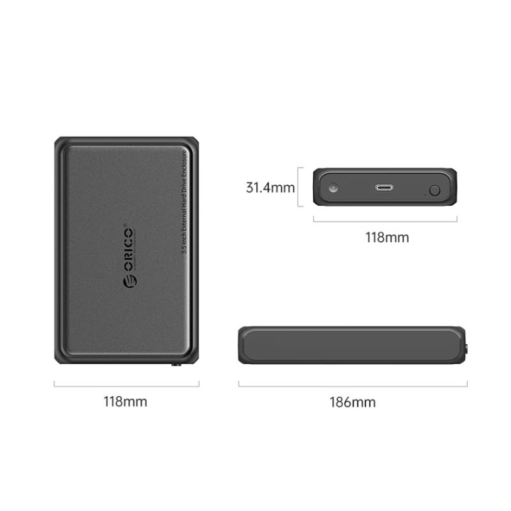 Външна кутия за диск Orico Storage Case, 3.5" USB-C black - DDL35-C3-EU-BK - DDL35-C3-EU-BK-BP
