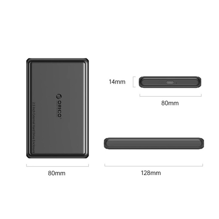 Външна кутия за диск Orico Storage Case, 2.5" USB-C/A Black - DDL25-C3-BK - DDL25-C3-BK-BP