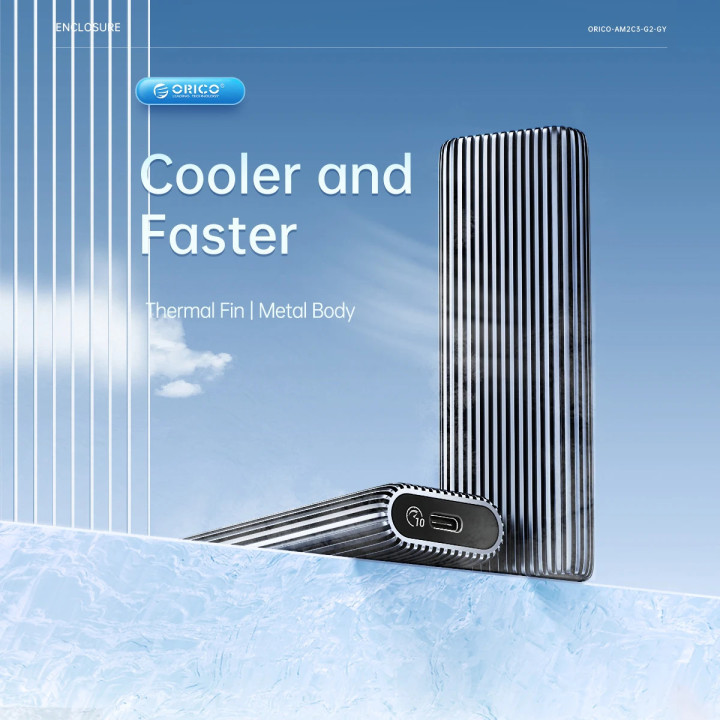 Външна кутия за диск Orico Storage Case, M.2 NVMe M-key 10 Gbps, Aluminium - AM2C3-G2-GY - AM2C3-G2-GY-BP