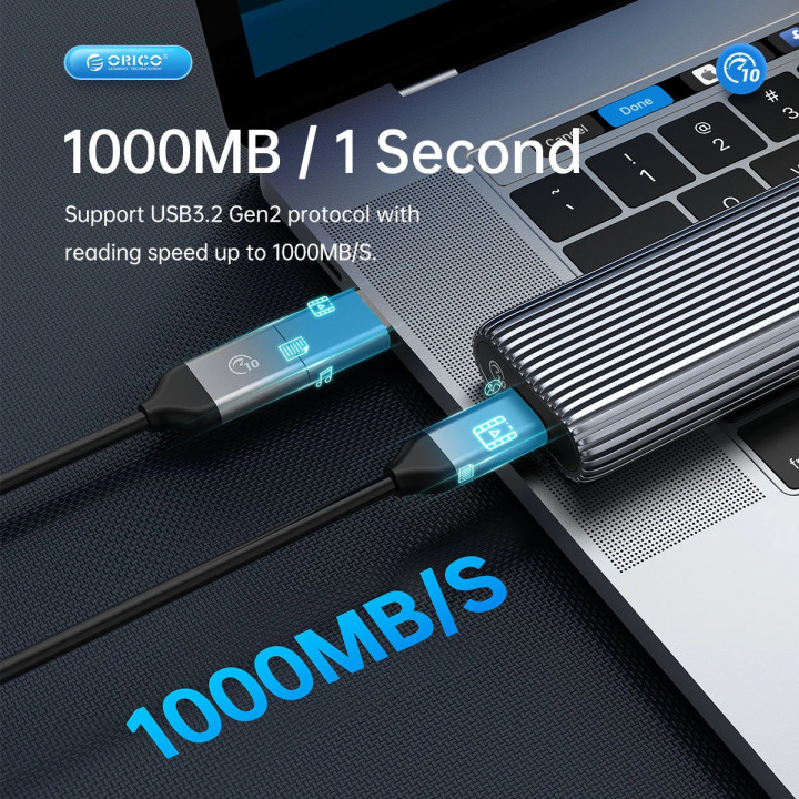 Външна кутия за диск Orico Storage Case, M.2 NVMe M-key 10 Gbps, Aluminium - AM2C3-G2-GY - AM2C3-G2-GY-BP