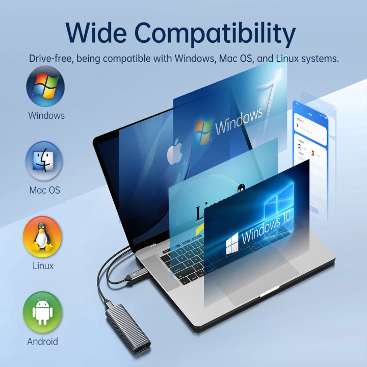 Външна кутия за диск Orico Storage Case, M.2 NVMe M-key 10 Gbps, Aluminium - AM2C3-G2-GY - AM2C3-G2-GY-BP