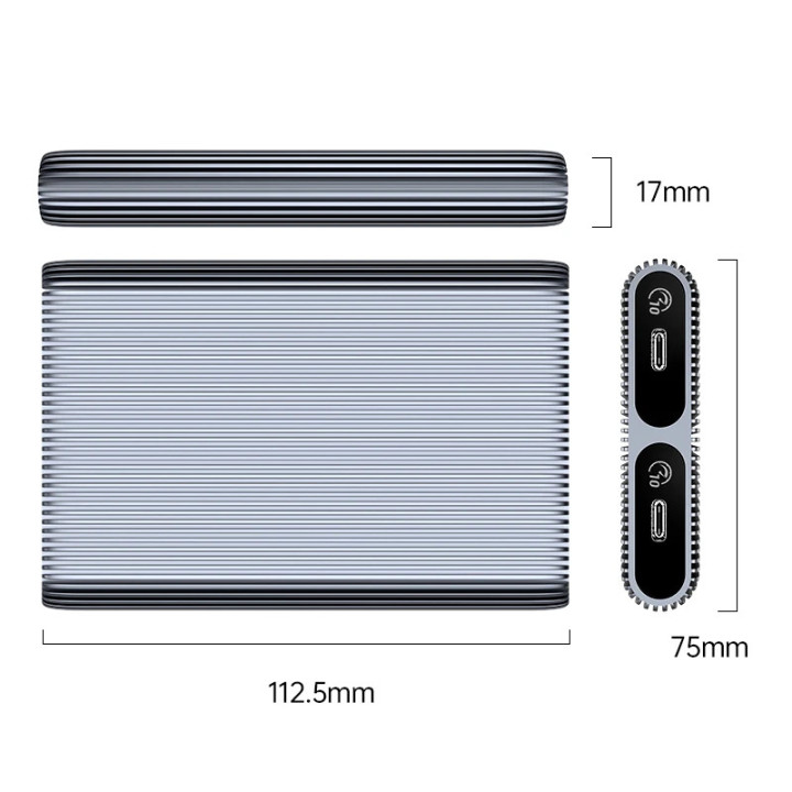 Външна кутия за диск Orico Storage Case, M.2 NVMe Dual-Bay - USB-C 10Gbps, Aluminium - AM2C3-2N-GY - AM2C3-2N-GY-BP