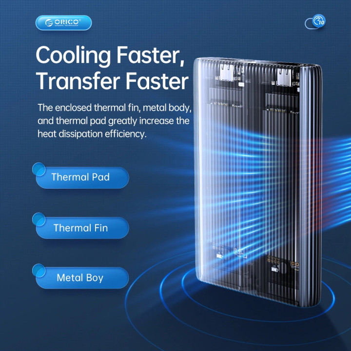 Външна кутия за диск Orico Storage Case, M.2 NVMe Dual-Bay - USB-C 10Gbps, Aluminium - AM2C3-2N-GY - AM2C3-2N-GY-BP
