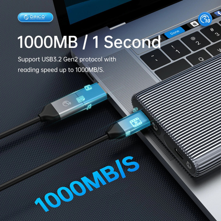 Външна кутия за диск Orico Storage Case, M.2 NVMe Dual-Bay - USB-C 10Gbps, Aluminium - AM2C3-2N-GY - AM2C3-2N-GY-BP