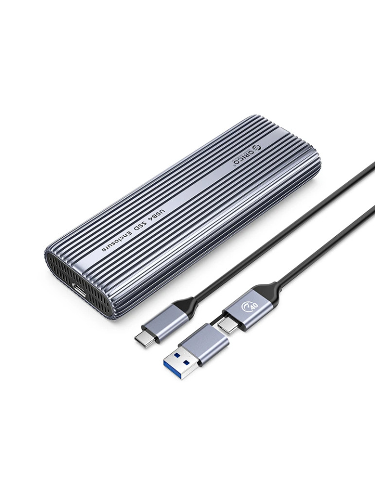 Външна кутия за диск Orico Storage Case, M.2 NVMe M key - USB-C/A, 40Gbps, Built-in Air Cooling, Aluminium - ACOM2-U4-GY - ACOM2-U4-GY-BP