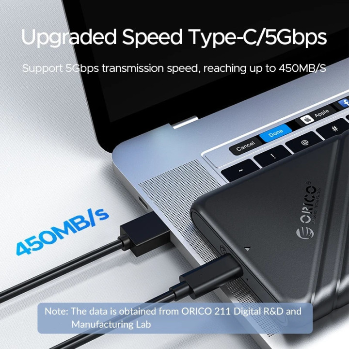 Външна кутия за диск Orico Storage Case, 2.5" USB-C Black - 25PW1C-C3-BK - 25PW1C-C3-BK-EP