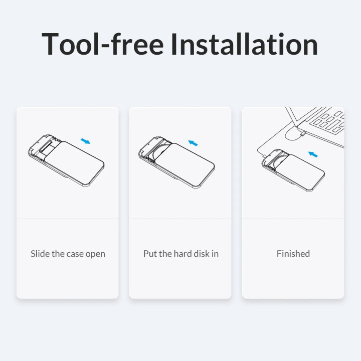 Външна кутия за диск Orico Storage Case, 2.5" USB-C Black - 25PW1C-C3-BK - 25PW1C-C3-BK-EP