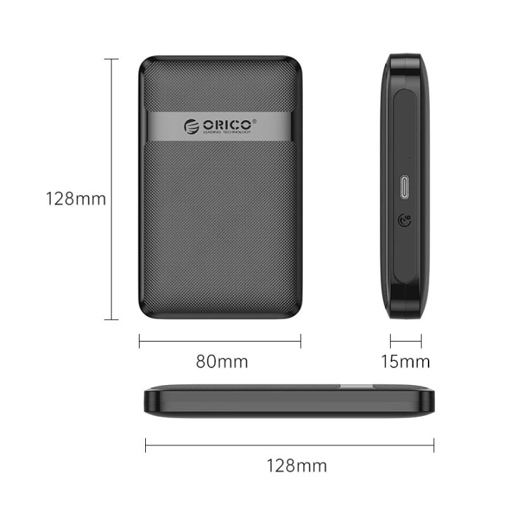 Външна кутия за диск Orico Storage Case, 2.5" USB-C - 2577C3-V1-BK - 2577C3-V1-BK-EP